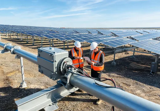 Solar tracker slewing gearbox installation
